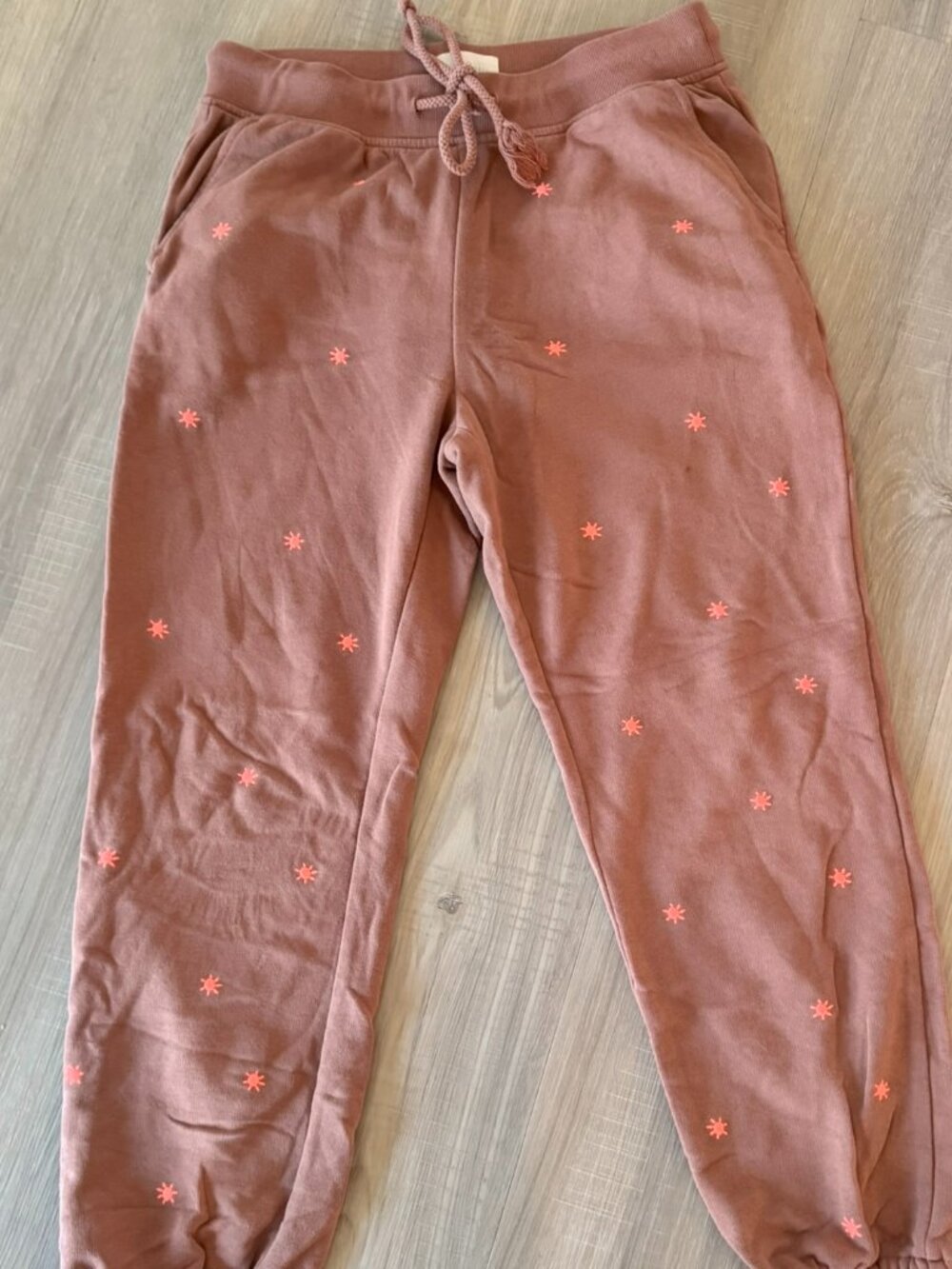 Lou & Grey sun star embroidery Joggers sweat pants SMALL Petite